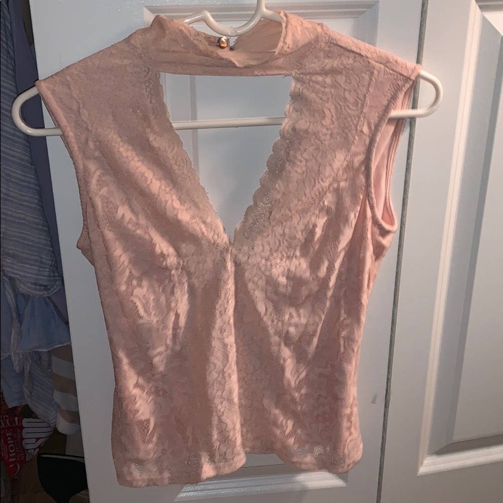 Bebe Lace fitted low cut top- size XS